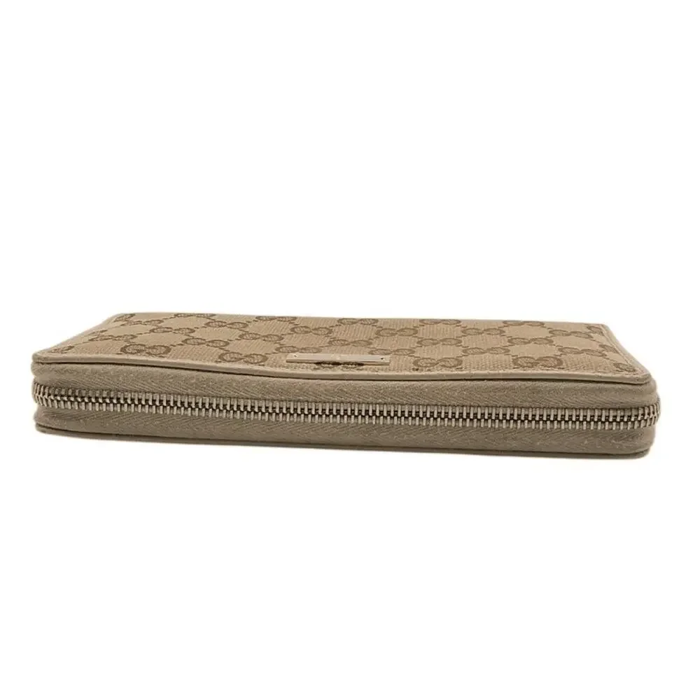 Gucci GG Canvas Zip Around Continental Wallet Monogram Beige‎ Tan Leather - Picture 5 of 10